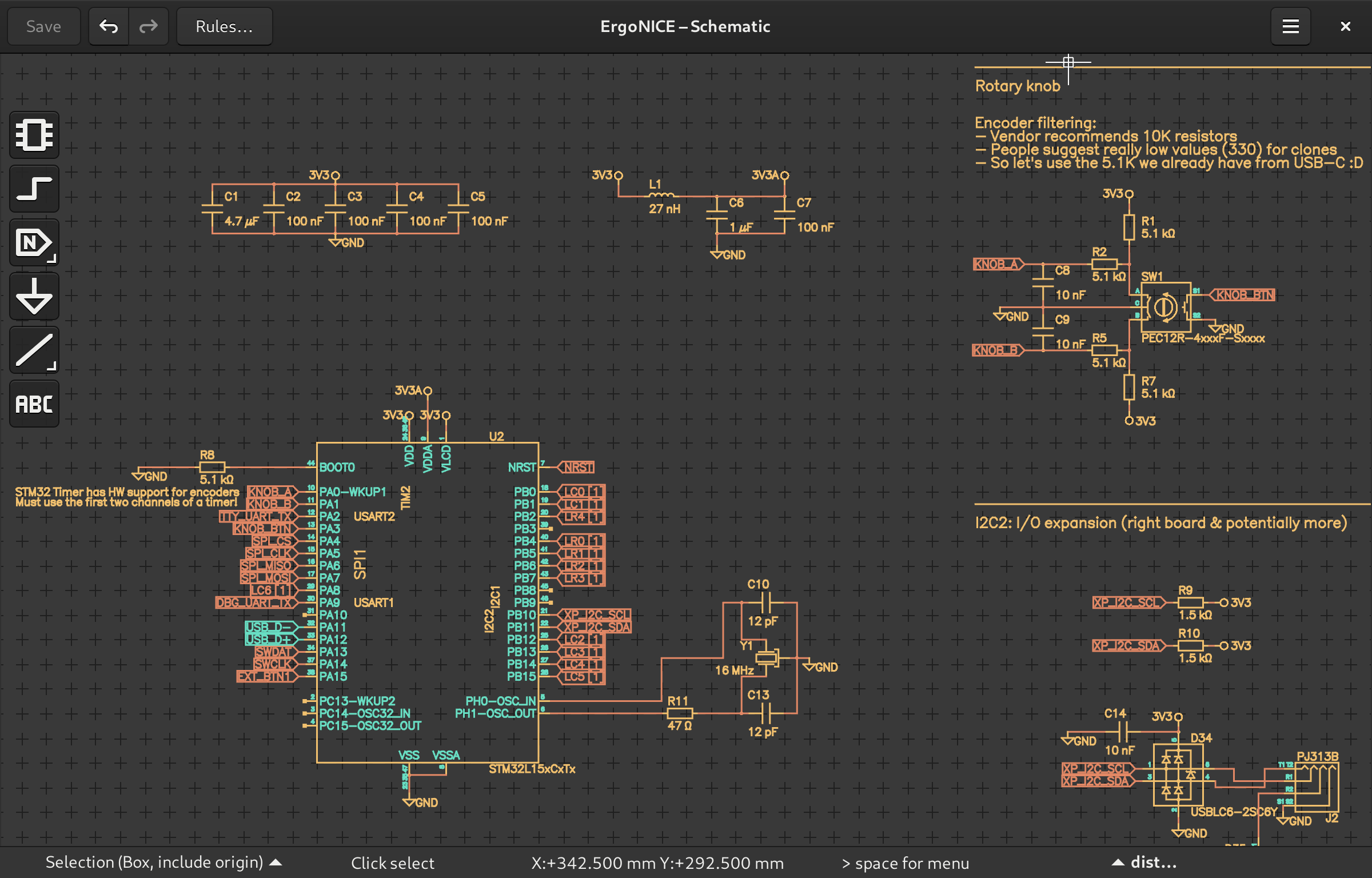 ErgoNICE schematic loaded in Horizon EDA